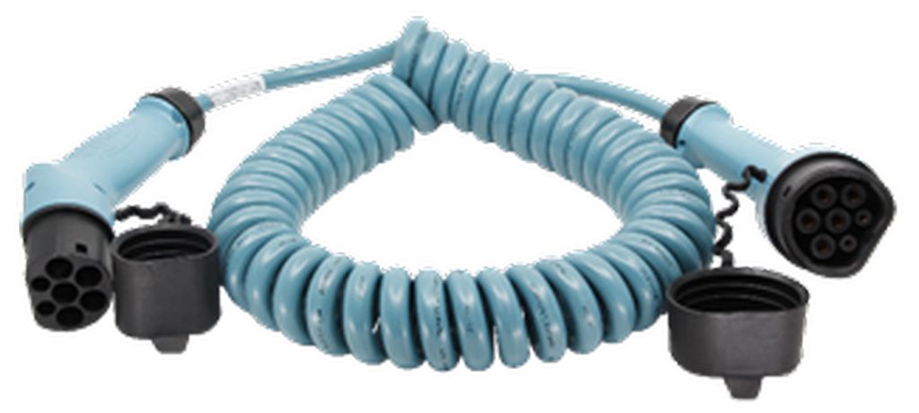 Ladekabel 16A, 13.8kW, 2.5mm², 4.5m, spiral, Typ 2- Typ 2