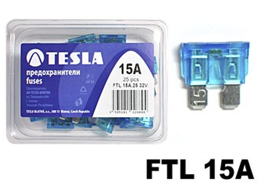 Flachstecksicherung ATO mit LED - Anzeige, hellblau, 15A