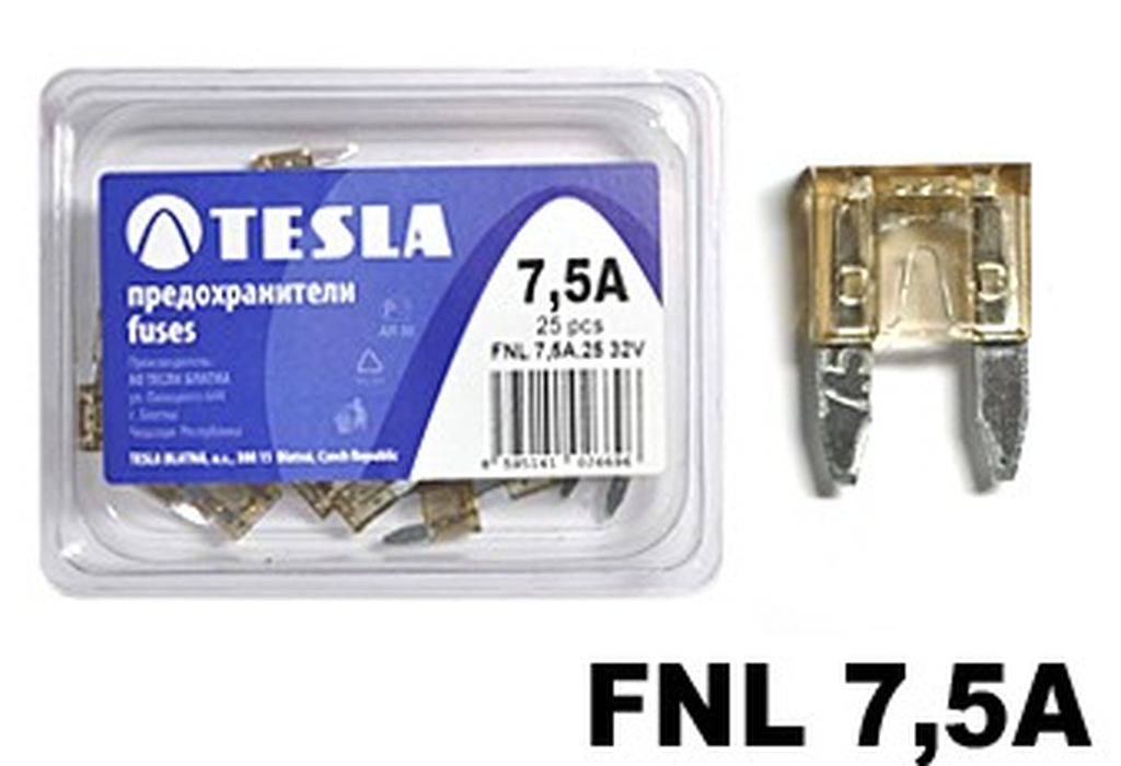 Flachstecksicherung Mini mit LED - Anzeige, braun, 7.5A