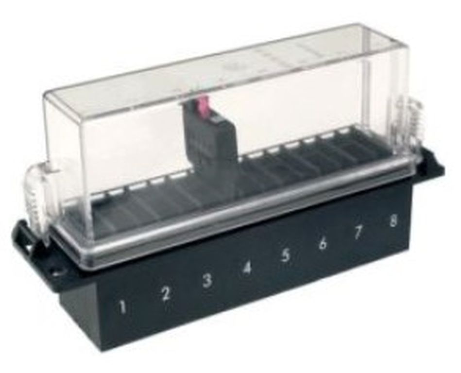 [50.300.006] Sicherungsdose schwarz Deckel transparent  8-pol