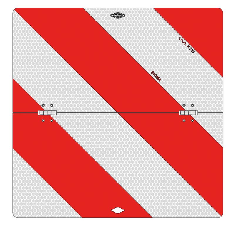 [PW.182V] Park-Warntafel 423 x 423mm, klappbar rechts