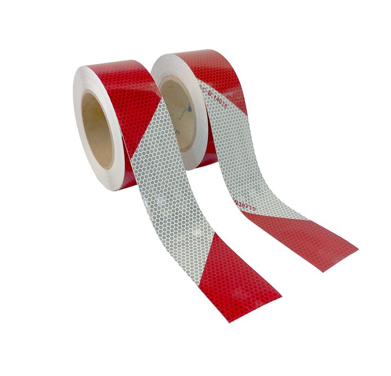 [600.400.RW] Autocollant réfléchissant 3M, rouge/blanc, 50mm x 22.8m