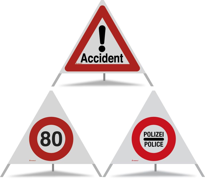 Triopan Faltsignal 90cm   3-seitig  1x Accident (!)