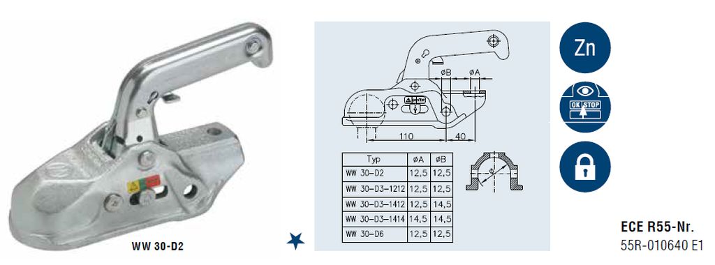 [1860800] Kugelkupplung Ø 50mm, 3000kg  S150kg