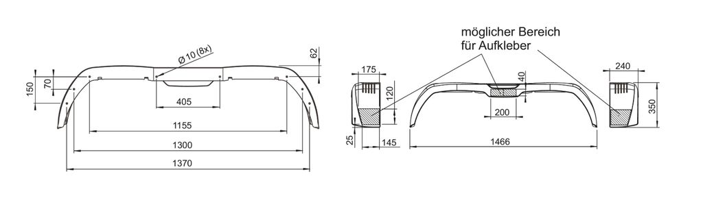 [1259586] Kotflügel 240/1466 Tandem Kunststoff AL-KO PLUS