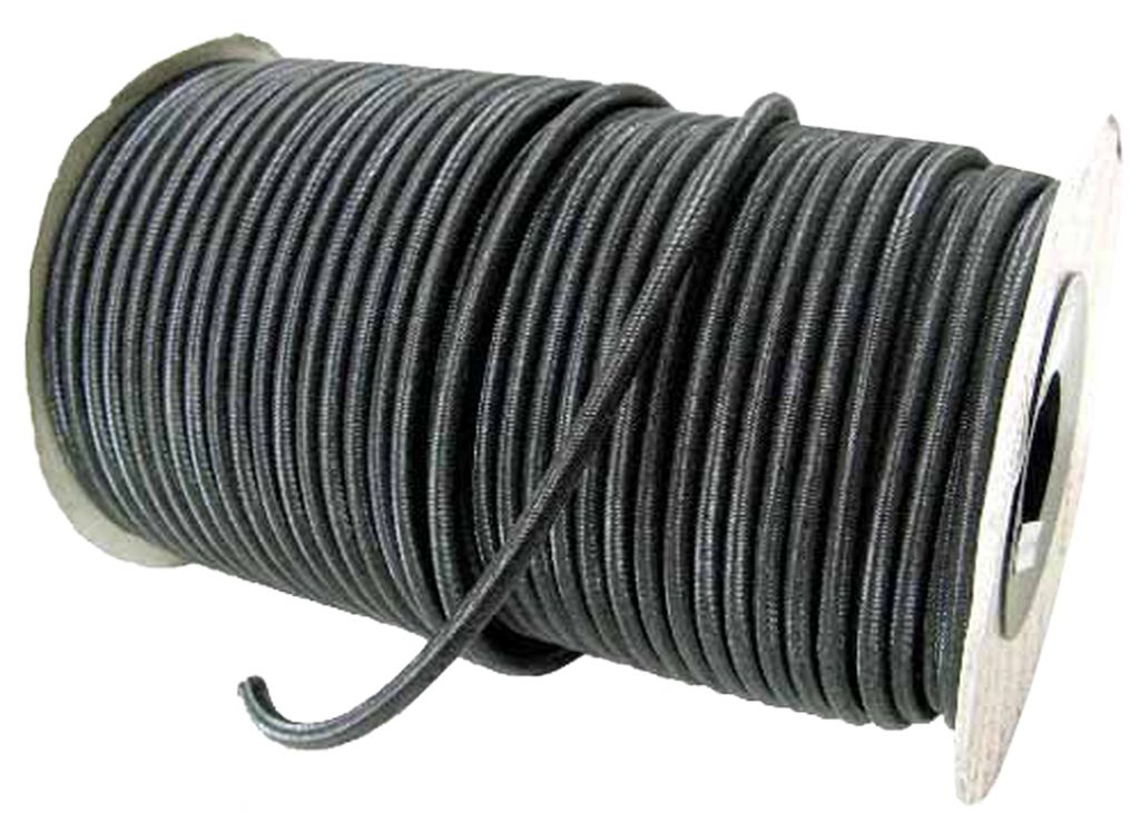 Câble élastique,   8mm, caoutchouc noir, U.V.-b