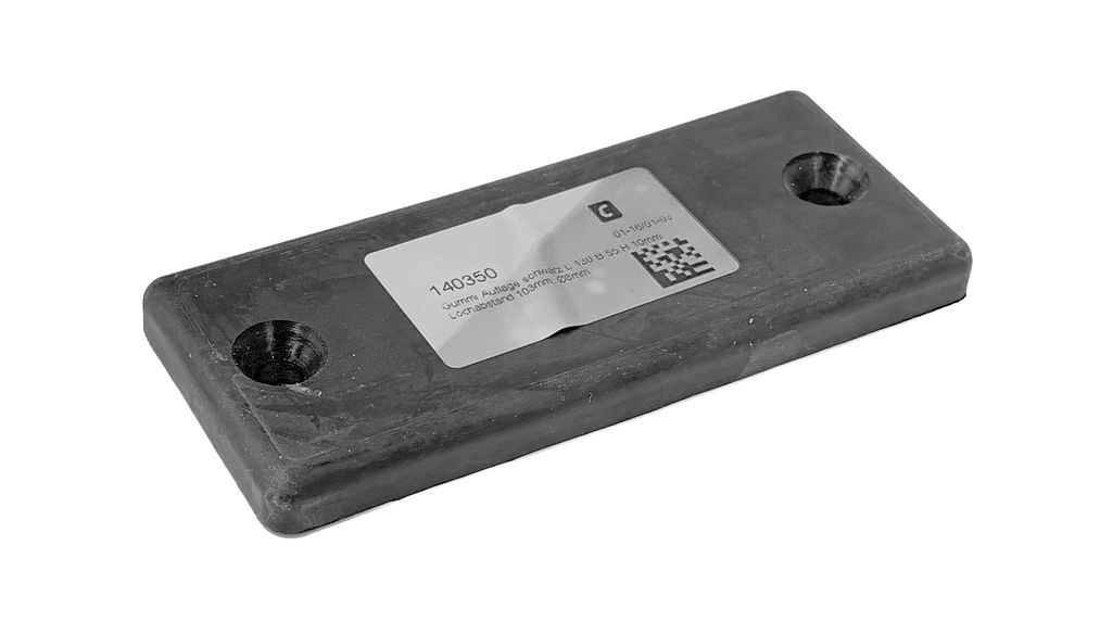 [140350] Support caoutchouc noir L 130 B 55 H 10mm