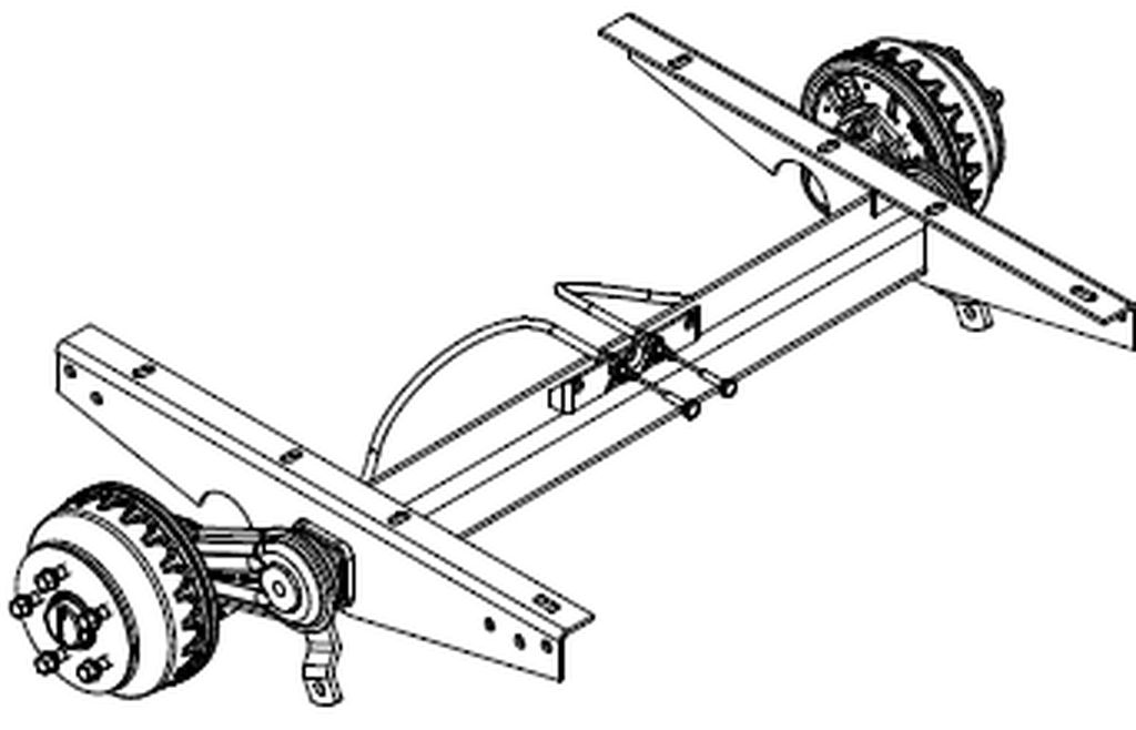 Essieu freiné 1500kg, A:   800mm, C: 1300mm