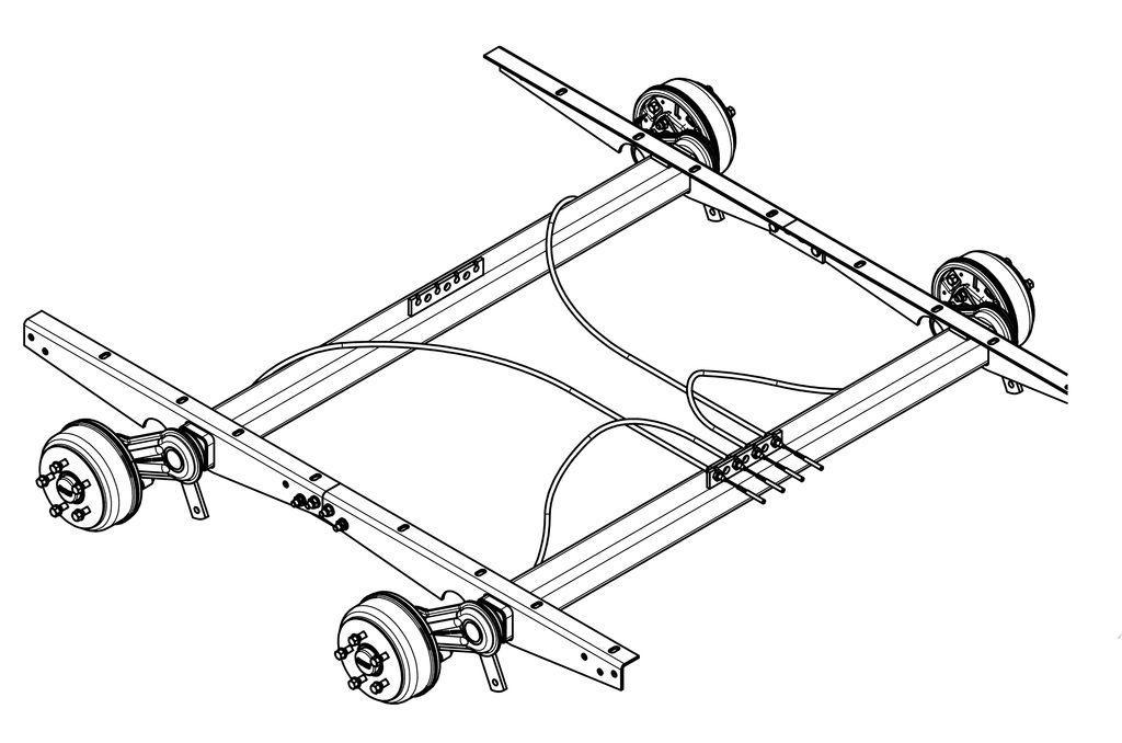 Essieu freiné 2700kg, A: 1300mm, C: 1800mm Tandem