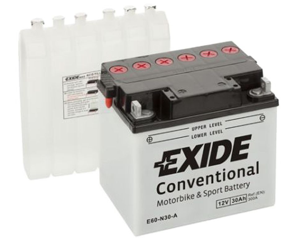 [E60-N30-A] Batterie 12 V 30 AH, LxlxH 185 x 128 x 168 + -