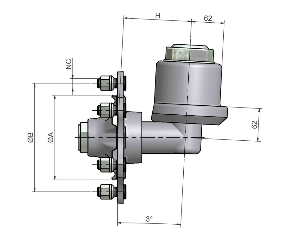[L01JA06] Embout d'essieu de direction ADR 55 mm carré
