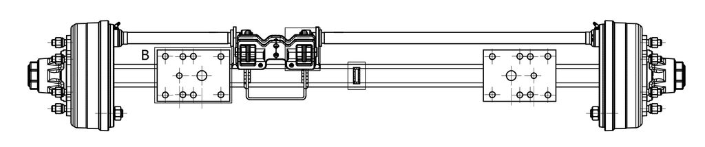 [A70NA6INN038] Essieu rigide freiné 70mm carré écartement 1800mm