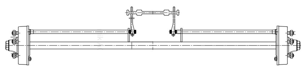 Essieu rigide freiné  40mm carré écartement 1500mm