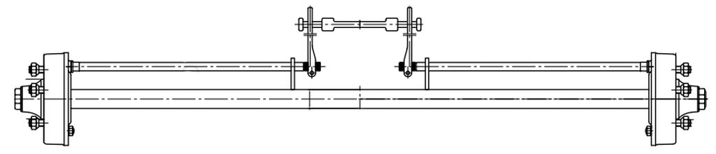 [126455f] Essieu rigide freiné  45mm carré écartement 1500mm