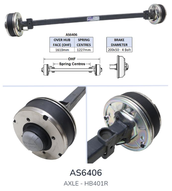 [AS6406] Achse Ifor Williams Aufl.1227 Anl.1610mm