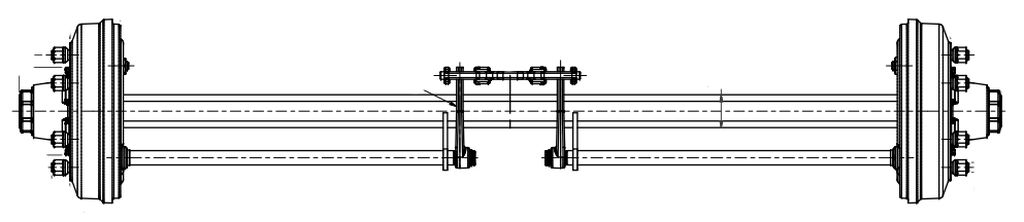 [120020g] Essieu rigide freiné  60mm carré écartement 1600mm