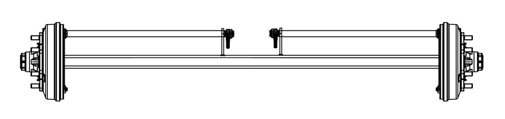 Essieu rigide freiné  55mm carré écartement 2200mm