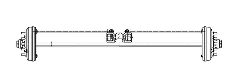 Essieu rigide freiné  55mm carré écartement 2300mm