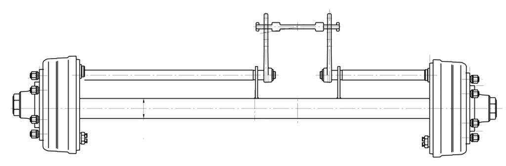 Essieu rigide freiné  70mm carré écartement 1500mm