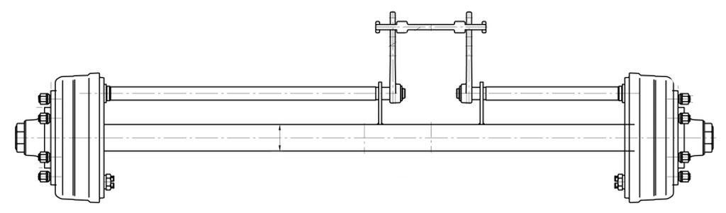 Essieu rigide freiné  70mm carré écartement 1650mm