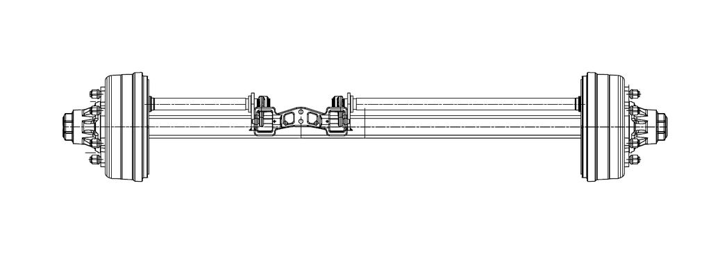 Essieu rigide freiné  70mm carré écartement 1650mm