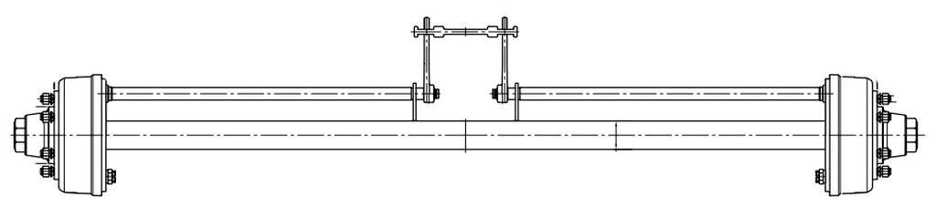 Essieu rigide freiné  80mm carré écartement 2320mm