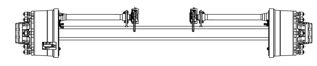 Essieu rigide freiné 100mm carré écartement 1900mm T
