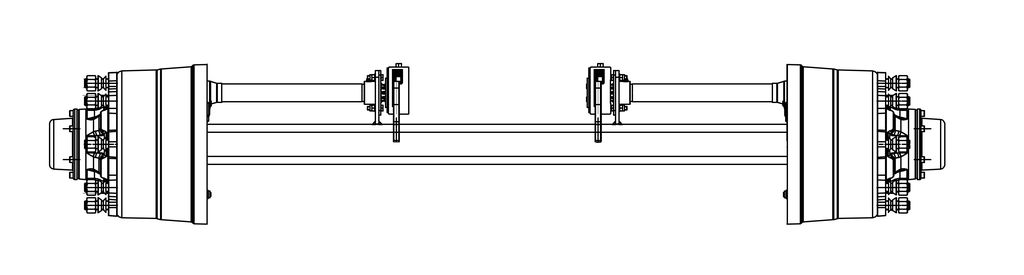 Essieu rigide freiné 90mm carré écartement 1750mm