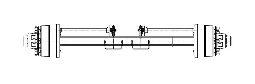 Essieu rigide freiné 100mm carré écartement 1900mm