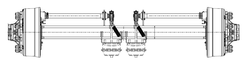 [118020] Essieu rigide freiné 120mm carré écartement 1900mm