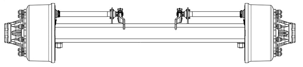 Essieu rigide freiné 150mm carré écartement 2000mm T