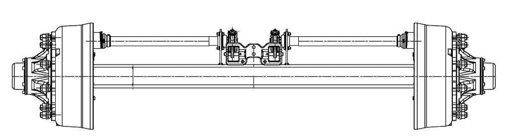 [120064e] Essieu rigide freiné 100mm carré écartement 1750mm