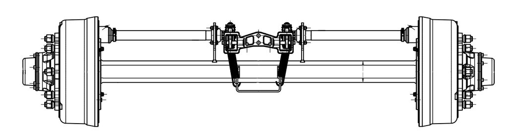 Essieu rigide freiné 90mm carré écartement 1700mm