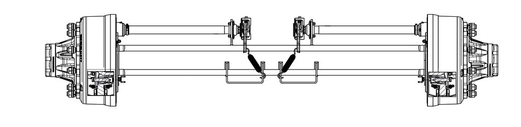 Essieu rigide freiné 150mm carré écartement 1950mm T