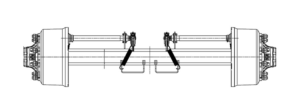 Essieu rigide freiné 130mm carré écartement 1800mm T