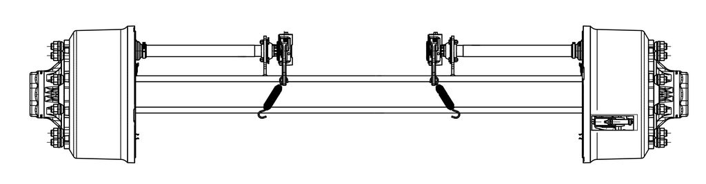 [118040f] Essieu rigide freiné 130mm carré écartement 2050mm T