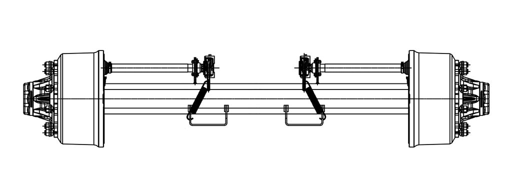 Essieu rigide freiné 150mm carré écartement 2000mm T