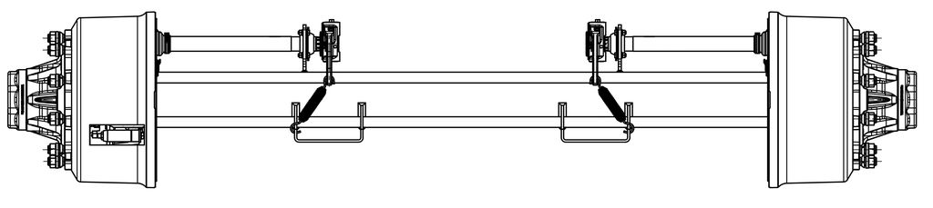 [118059] Essieu rigide freiné 150mm carré écartement 2150 mm