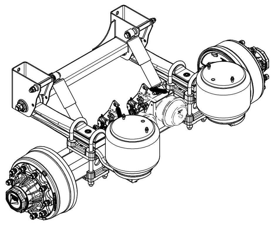 Essieu freiné avec suspension pneumatique, voie 2250mm