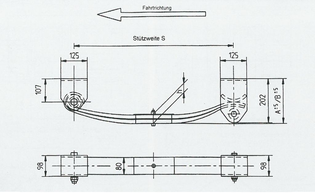 Parabelfederaggregat  4 to, 80mm Single