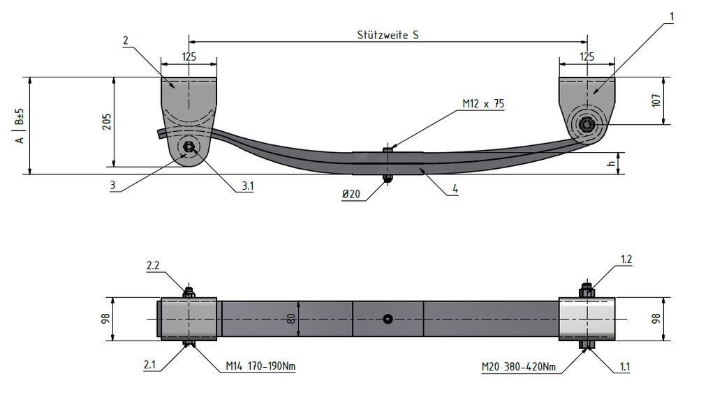[1299146] Parabelfederaggregat  8 to, 80mm Single