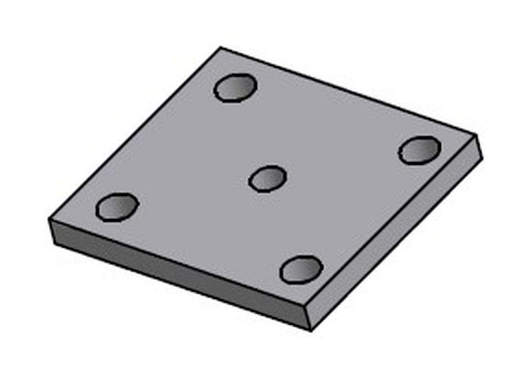 [939PCQ12001] Plaque d'essieu ADR 120mm carré 100mm larg. ressort