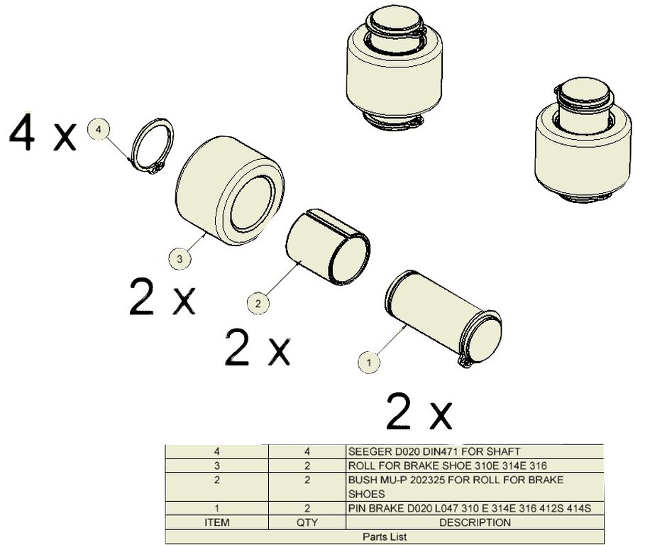 [9RE0068] Kit rep. bobine, frein 310E 314E 316