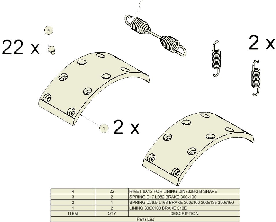 Bremsbelagsatz ADR 300x100