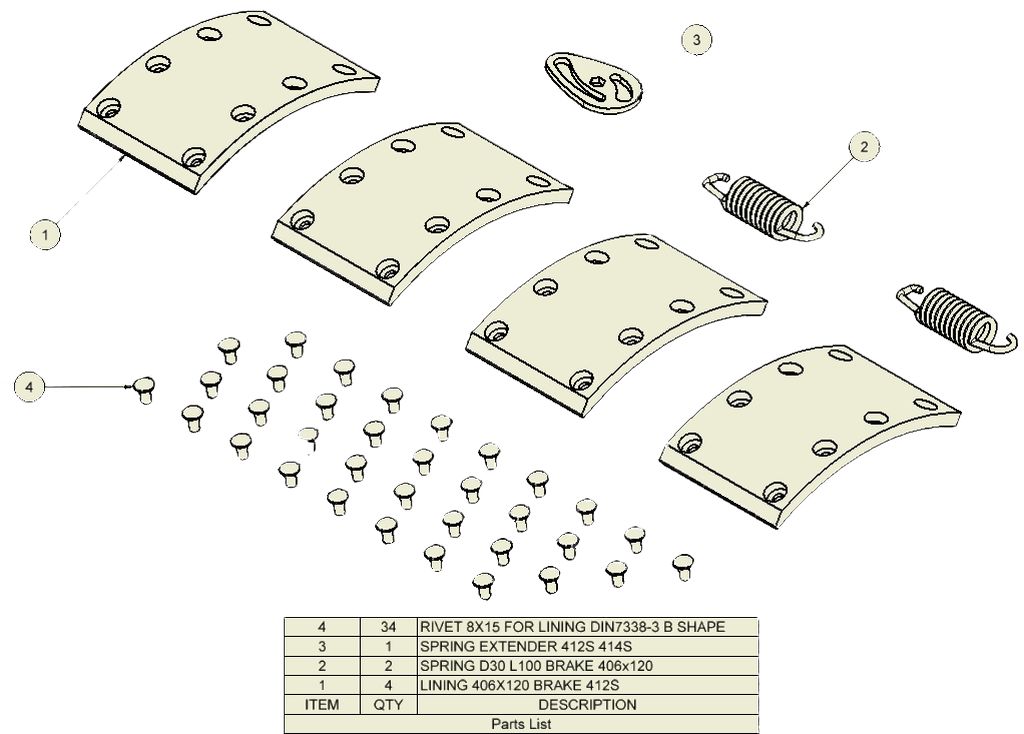 Garniture de frein set ADR 406x120