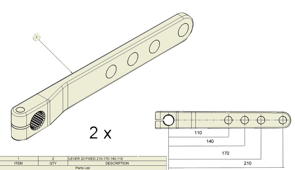 [9RQ0002] Bremshebelsatz ADR, Ø 18mm, länge 210mm