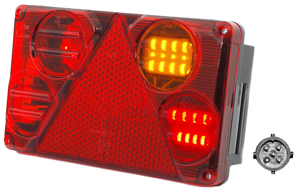 LED feu arrière WAS 12-24V, droite - 5 pôles à baïonnette