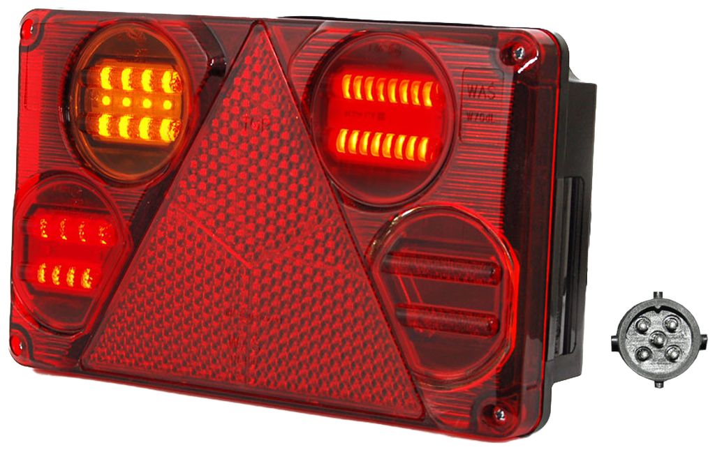 LED feu arrière WAS 12-24V - gauche, 5 pôles à baïonnette