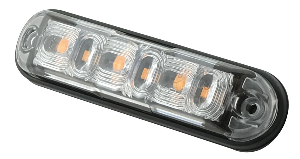 Feu clignotant à LED 12/24V, lentille transparente/lumière orange