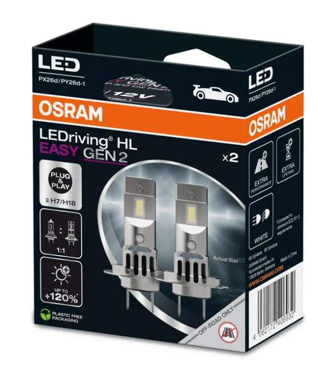 Set LED H7/H18 Osram de 2 pièces